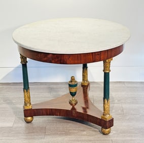 Neoclassical Mahogany Marble-top Center Table