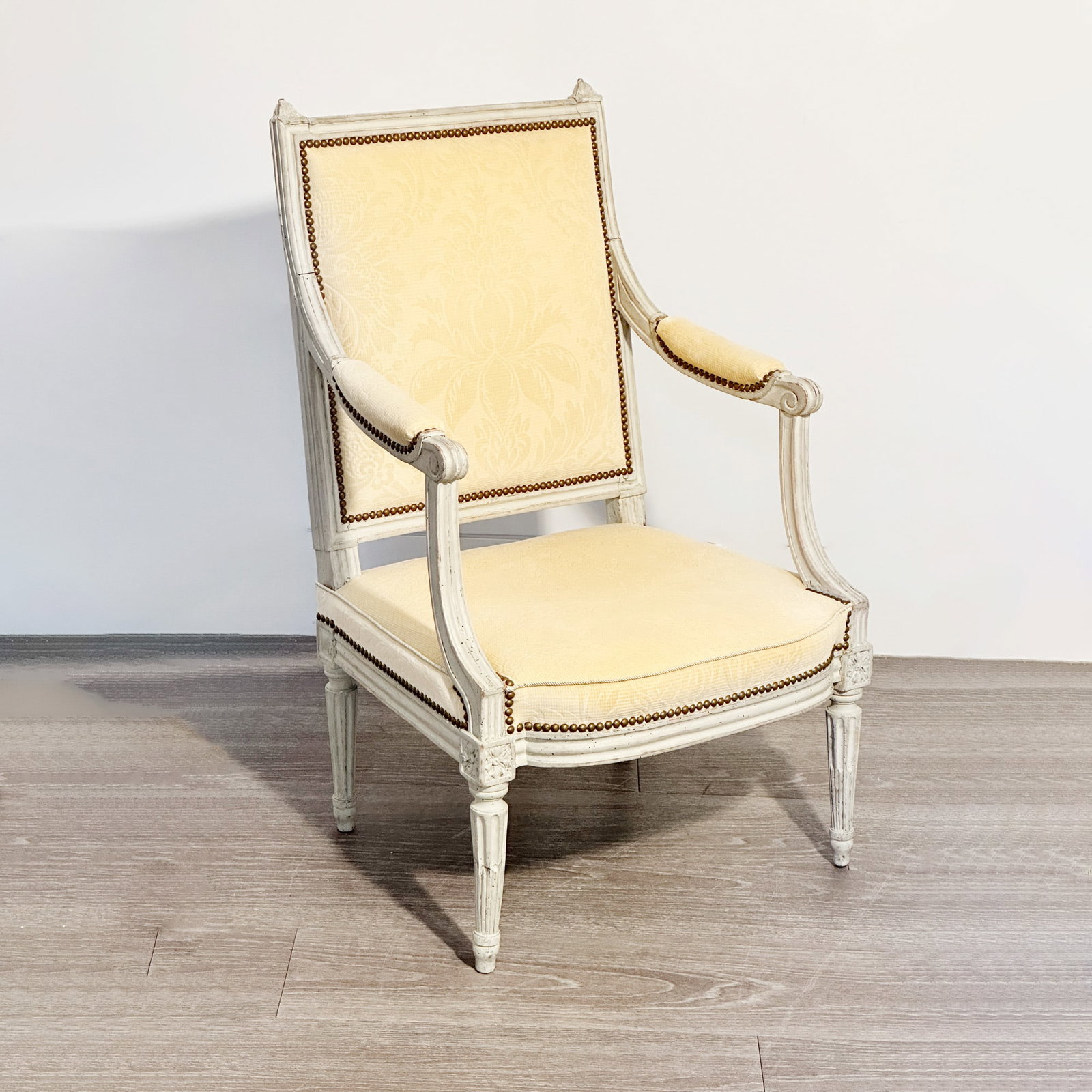 Louis XVI Style White Painted Armchair (1 of 7)