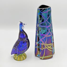 Two Art Glass Table Articles