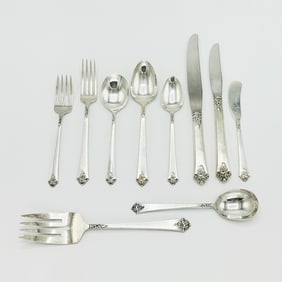 Royal Crest Sterling Silver "Castle Rose" Pattern Part Flatware Service