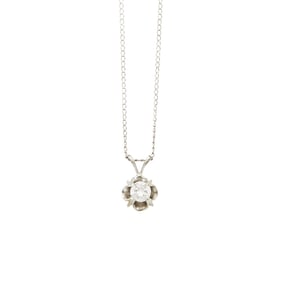 White Gold and Diamond Pendant with Chain Necklace