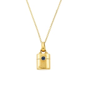 Tiffany & Co. Gold and Cabochon Sapphire Locket Pendant with Long Chain Necklace