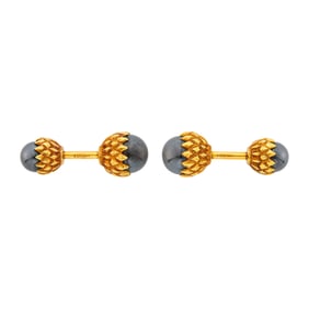 Tiffany & Co., Schlumberger Pair of Gold and Hematite Acorn Cufflinks
