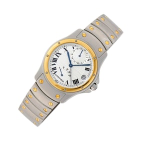 Cartier Stainless Steel and Gold 'Santos Rondo' Wristwatch, Ref. W20038R3