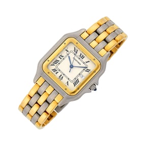 Cartier Stainless Steel and Gold Panthère Wristwatch