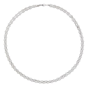 Double Strand White Gold and Diamond Chain Necklace