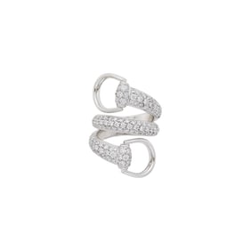 Gucci White Gold and Diamond Coiled 'Horsebit' Ring