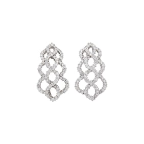 Pair of White Gold and Diamond Earrings