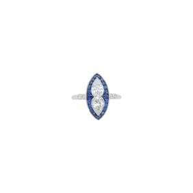 Platinum, Diamond and Sapphire Ring