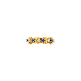 Tiffany & Co., Schlumberger Gold, Diamond and Sapphire 'Sixteen Stone' Band Ring