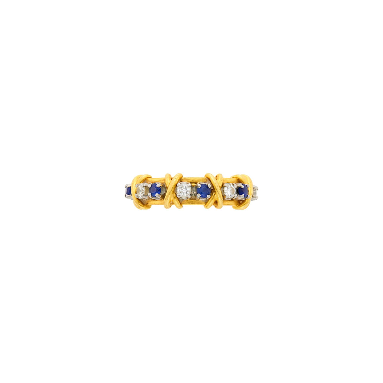 Tiffany & Co., Schlumberger Gold, Diamond and Sapphire 'Sixteen Stone' Band Ring (1 of 2)