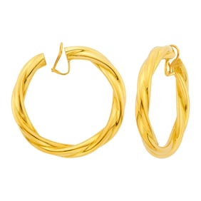 Pair of Oversized Gold Hoop Earclips