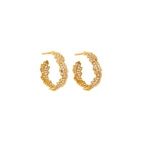 Asprey Pair of Gold and Diamond 'Woodland Collection' Hoop Earrings