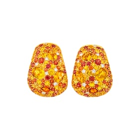 Pair of Gold, Multicolored Sapphire, Citrine and Diamond Earrings