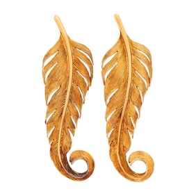 Tiffany & Co. Pair of Rose Gold Feather Clip-Brooches