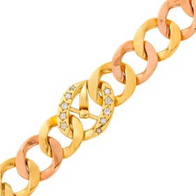 Seaman Schepps Two-Color Gold and Diamond Curb Link Bracelet