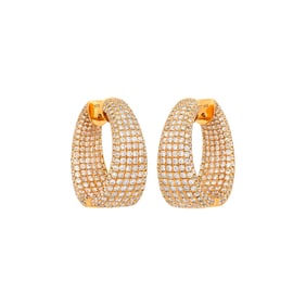 Pair of Rose Gold and Diamond Hoop Earrings