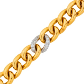 Two-Color Gold and Diamond Oval Link Bracelet