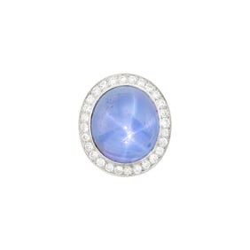 Platinum, Star Sapphire and Diamond Pendant
