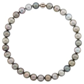 Boodles Tahitian Gray Cultured Pearl Necklace with White Gold Clasp