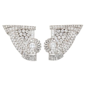 Pair of Platinum and Diamond Clips