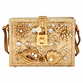 Dolce & Gabbana Embellished Gilt, Imitation Pearl and Rhinestone Box Bag
