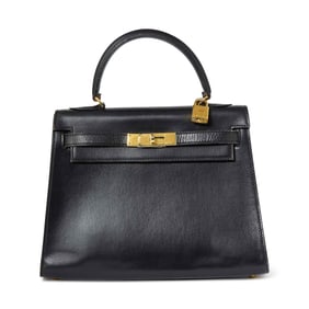 Hermès Black Box Leather 'Kelly 28' Bag