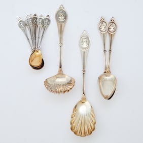 Group of American Silver "Medallion" Pattern Flatware 1860s