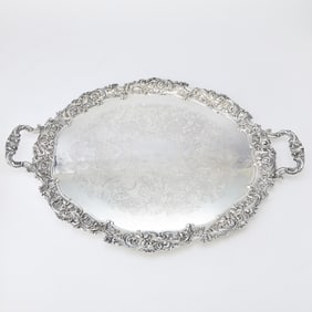 English Silver Plated Two-Handled Tray 20th Century
