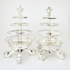 Two Silver Plated Tiered Dessert Stands