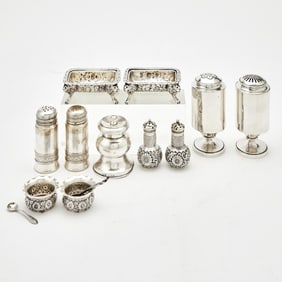 Group of American and English Sterling Silver Salt and Peppers