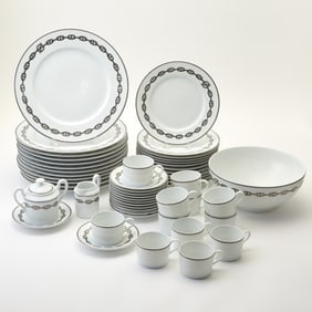 Hermès Porcelain "Chaine d'Ancre" Pattern Part Dinner Service