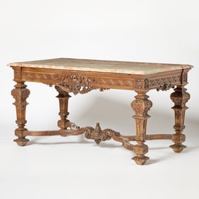 Régence Style Marble Top Walnut Center Table