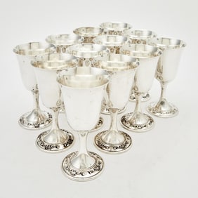Set of Twelve Gorham Sterling Silver Goblets