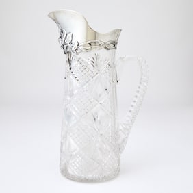 Tiffany & Co. Sterling Silver Mounted Cut Glass Claret Jug