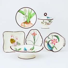 English Pearlware Botanical Partial Dinner Service