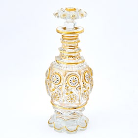 Bohemian Parcel-Gilt and Enameled Cut Glass Decanter and Stopper
