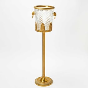 Empire Style Gilt-Metal and Glass Champagne/Wine Cooler on Stand