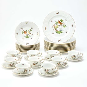 Herend Porcelain "Rothschild Bird" Pattern Part Dinner Service