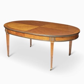 Louis XVI Style Walnut Extension Dining Table