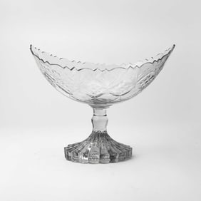 Irish Cut and Molded Glass Footed Center Bowl