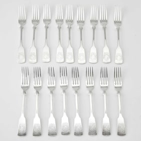 Set of Seventeen French Puiforcat Silver Dinner Forks