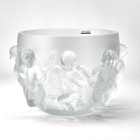 Lalique Molded Glass "Luxembourg" Pattern Center Bowl