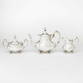 Fisher Sterling Silver "Footed Duncan" Pattern Tea Service
