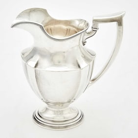 Gorham Sterling Silver "Plymouth" Pattern Footed Water Pitcher