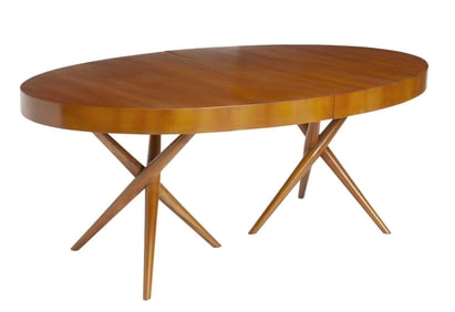 T.H. Robsjohn-Gibbings for Widdicomb Fruitwood Model 1642 Oval Dining Table Mid 20th century