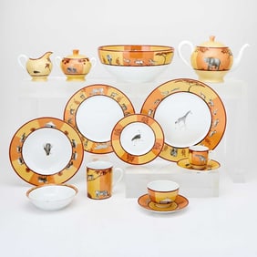 Hermès Porcelain "Africa" Pattern Part Dinner Service