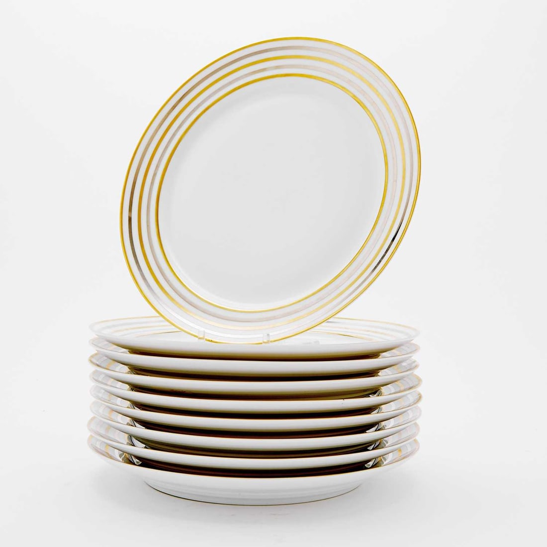 Puiforcat Set of Nine “1930” Pattern Limoges Porcelain Dinner Plates (1 of 2)