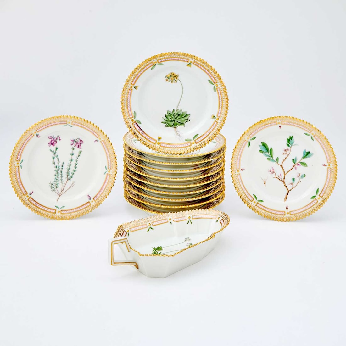 Set of Twelve Royal Copenhagen Flora Danica Porcelain Bread and Butter Plates (1 of 13)