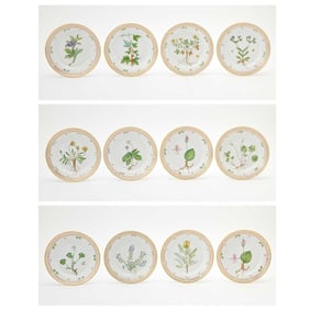 Set of Twelve Royal Copenhagen Flora Danica Porcelain Salad Plates